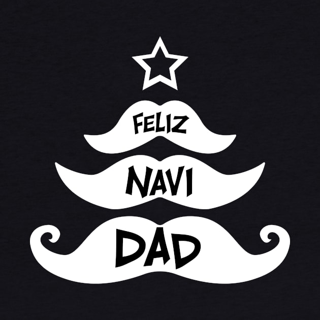 Feliz Navidad Christmas Mustache Tree Pun Design by Brobocop